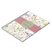 Waterverf Wildflower Roos en Sage Bloom Wildly Notitieboek (Linkerzijde)