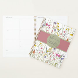 Waterverf Wildflower Roos en Sage Bloom Wildly Planner