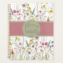 Waterverf Wildflower Roos en Sage Bloom Wildly Planner