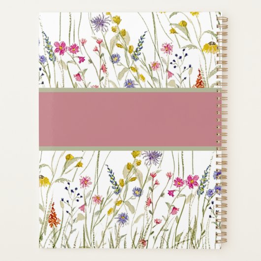 Waterverf Wildflower Roos en Sage Bloom Wildly Planner (Achterkant)