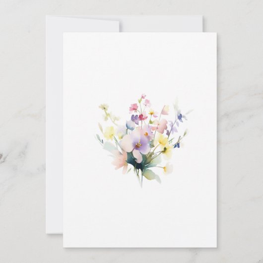 Waterverf Wildflower Roos Goud Lijst Boho Bruiloft Kaart (Achterkant)