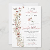 Waterverf wildflower roos gouden baby meisje douch kaart (Voorkant)