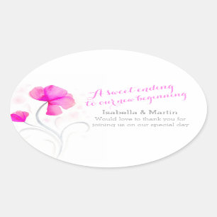 Waterverf wildflower roze bruiloft snoep stickers