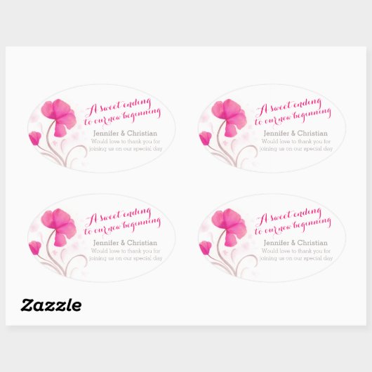 Waterverf wildflower roze bruiloft snoep stickers (Vel)