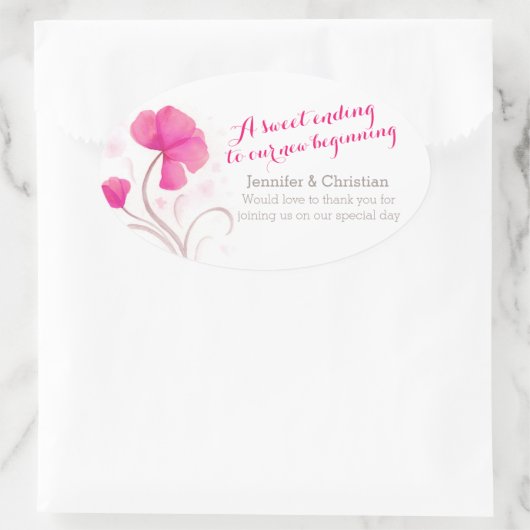 Waterverf wildflower roze bruiloft snoep stickers (Tas)