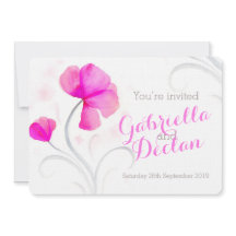 Waterverf wildflower roze bruiloft uitnodiging