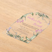 Waterverf Wildflower Roze Moederdag Brunch Acryl Uitnodigingen (Laagn)