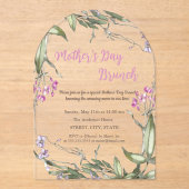 Waterverf Wildflower Roze Moederdag Brunch Acryl Uitnodigingen (Voorkant)