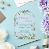 Waterverf Wildflower Roze Moederdag Brunch Acryl Uitnodigingen (Insitu (Huwelijk))