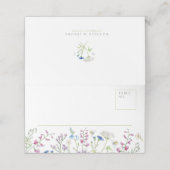 Waterverf wildflower schetsen wit groen bruiloft plaatskaartje (Buitenkant ongevouwen)