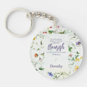 Waterverf Wildflower Schrift gepersonaliseerd Sleutelhanger (Voorkant)