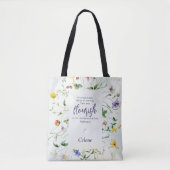 Waterverf Wildflower Schrift gepersonaliseerd Tote Bag (Voorkant)
