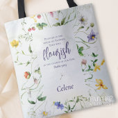 Waterverf Wildflower Schrift gepersonaliseerd Tote Bag