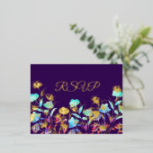 Waterverf Wildflower Script Bruiloft RSVP Gold Folie Uitnodiging Briefkaart (Staand Voorkant)