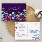 Waterverf Wildflower Script Bruiloft RSVP Gold Folie Uitnodiging Briefkaart