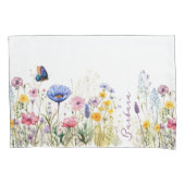  Waterverf Wildflower Script gepersonaliseerd Kussensloop (Voorkant)