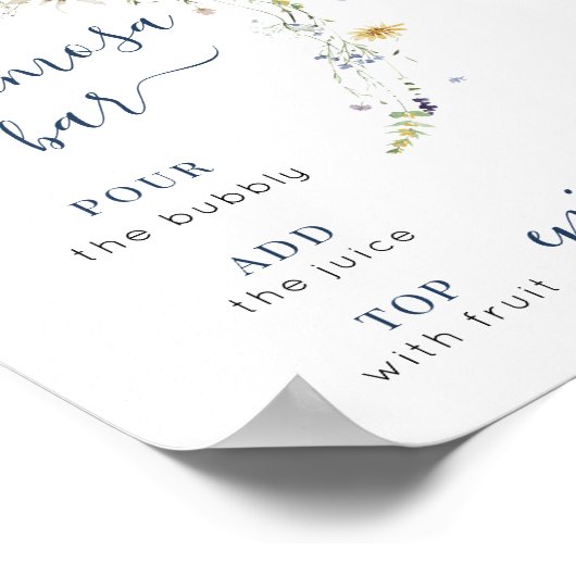 Waterverf Wildflower Script Mimosa Bar Sign Poster (Hoek)