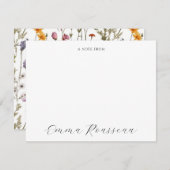 Waterverf wildflower script notitie van notitiekaartje (Voorkant / Achterkant)