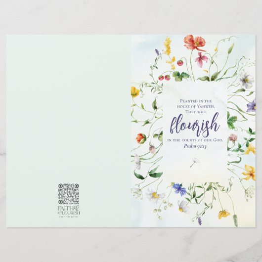 Waterverf Wildflower Scripture Church Bulletin (Voorkant)