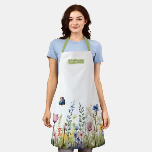 Waterverf Wildflower Series I gepersonaliseerd Schort (Gedragen)