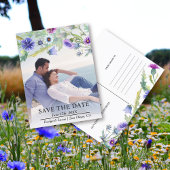 Waterverf Wildflower slinger foto Save the Date Briefkaart