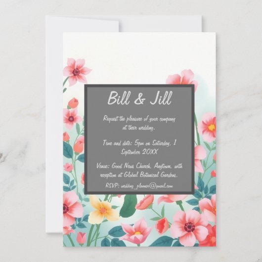Waterverf Wildflower Soft Pastel Wedding Kaart (Voorkant)