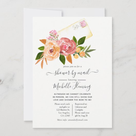 Waterverf Wildflower Spring Baby shower door Mail Kaart (Voorkant)