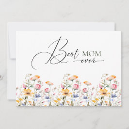 Waterverf Wildflower Spring Meadow Beste Mam Ooit Feestdagenkaart