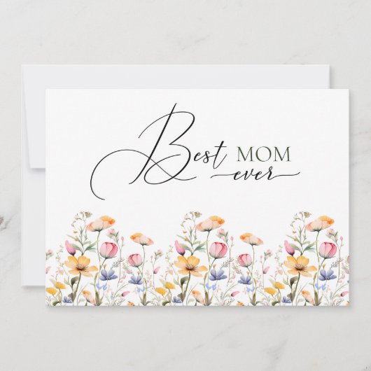 Waterverf Wildflower Spring Meadow Beste Mam Ooit Feestdagenkaart (Voorkant)