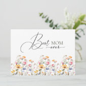 Waterverf Wildflower Spring Meadow Beste Mam Ooit Feestdagenkaart (Staand voorkant)