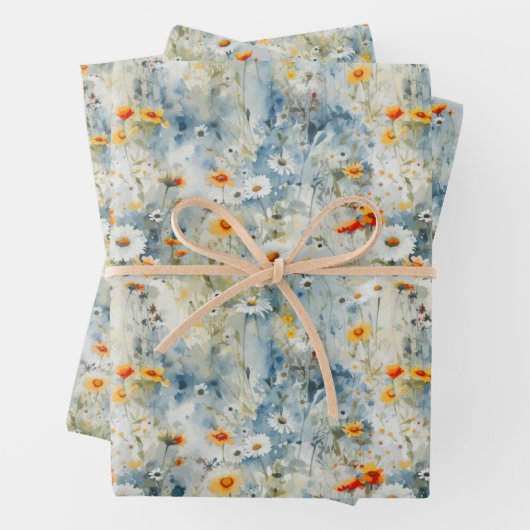 Waterverf Wildflower Spring Meadow Inpakpapier Vel (In situ)