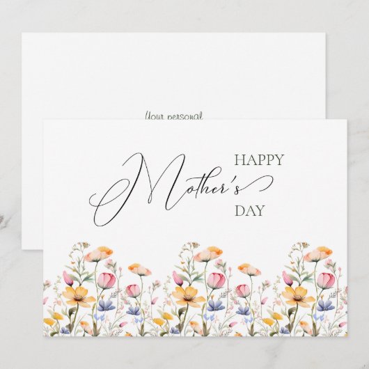 Waterverf Wildflower Spring Meadow Moederdag Feestdagenkaart (Voorkant / Achterkant)