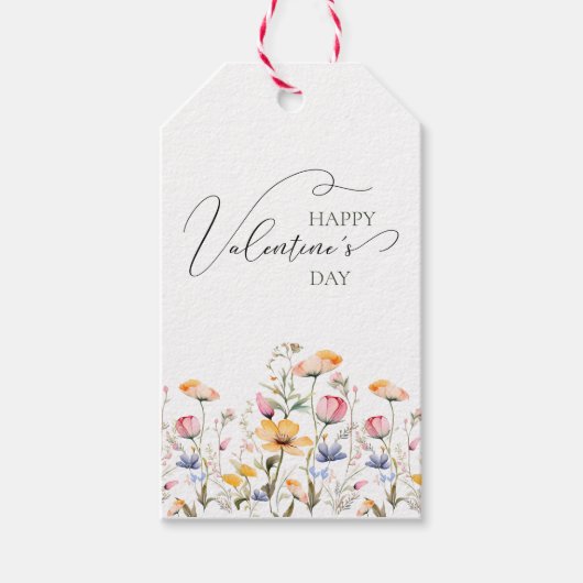 Waterverf Wildflower Spring Meadow Valentijnsdag Cadeaulabel (Voorkant)