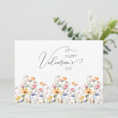 Waterverf Wildflower Spring Meadow Valentijnsdag Feestdagenkaart (Staand voorkant)