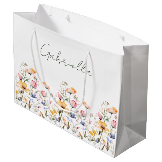 Waterverf Wildflower Spring Meadow Valentijnsdag Groot Cadeauzakje (Achterkant Gekanteld)