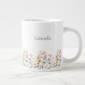 Waterverf Wildflower Spring Meadow Valentijnsdag Grote Koffiekop (Rechts)