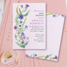 Waterverf wildflower Spring roze Baby shower