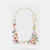Waterverf Wildflower Spring Summer Arch Wedding Acryl Bord (Hoek)