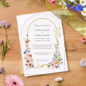 Waterverf Wildflower Spring Summer Arch Wedding Acryl Uitnodigingen