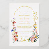 Waterverf Wildflower Spring Summer Arch Wedding Folie Uitnodiging (Voorkant)