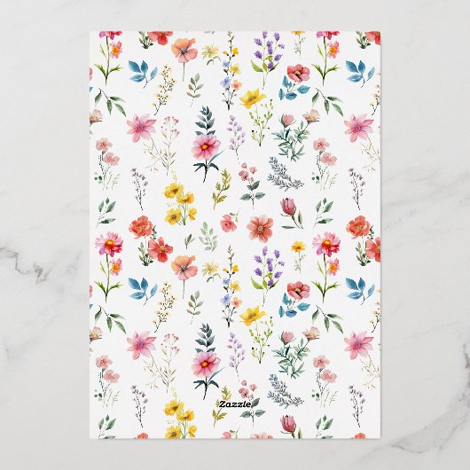 Waterverf Wildflower Spring Summer Arch Wedding Folie Uitnodiging (Achterkant)