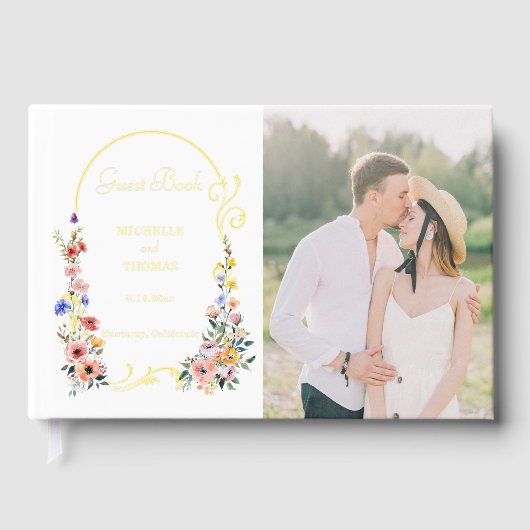 Waterverf Wildflower Spring Summer Arch Wedding Gastenboek (Voorkant)