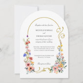 Waterverf Wildflower Spring Summer Arch Wedding Kaart (Voorkant)