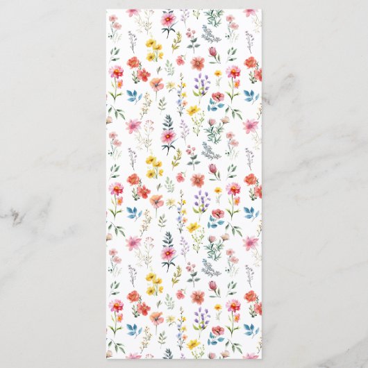 Waterverf Wildflower Spring Summer Arch Wedding Menu (Achterkant)