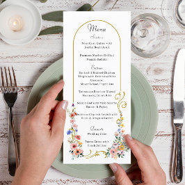 Waterverf Wildflower Spring Summer Arch Wedding Menu