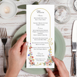 Waterverf Wildflower Spring Summer Arch Wedding Menu