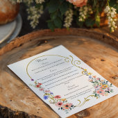 Waterverf Wildflower Spring Summer Arch Wedding Menu