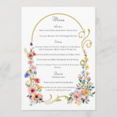 Waterverf Wildflower Spring Summer Arch Wedding Menu (Voorkant)