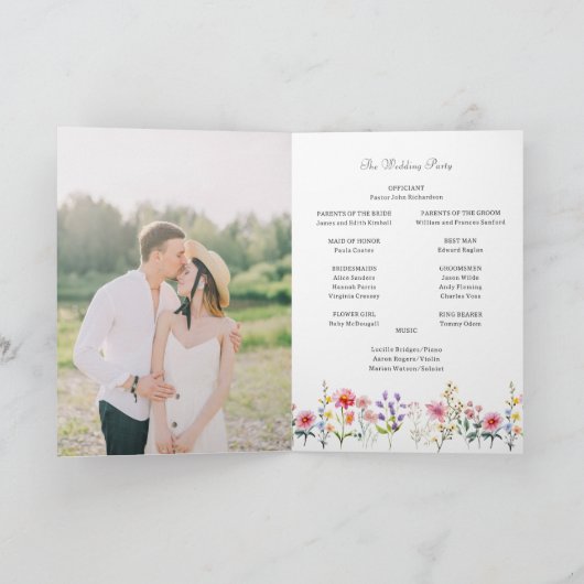 Waterverf Wildflower Spring Summer Arch Wedding Programma (Binnen)