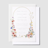 Waterverf Wildflower Spring Summer Arch Wedding Vellum Uitnodigingen (Offset)